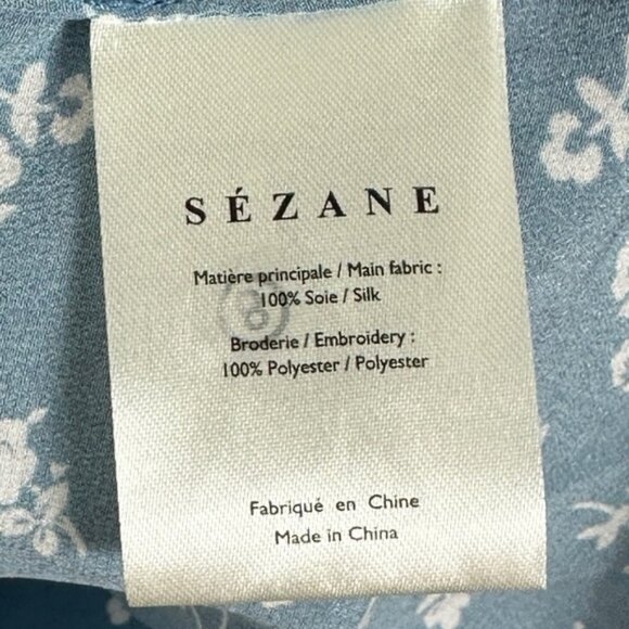Sezane 100% Silk Palma Blue Floral Tank Top Camisole Boho Size 32 French US 0 - Picture 7 of 13